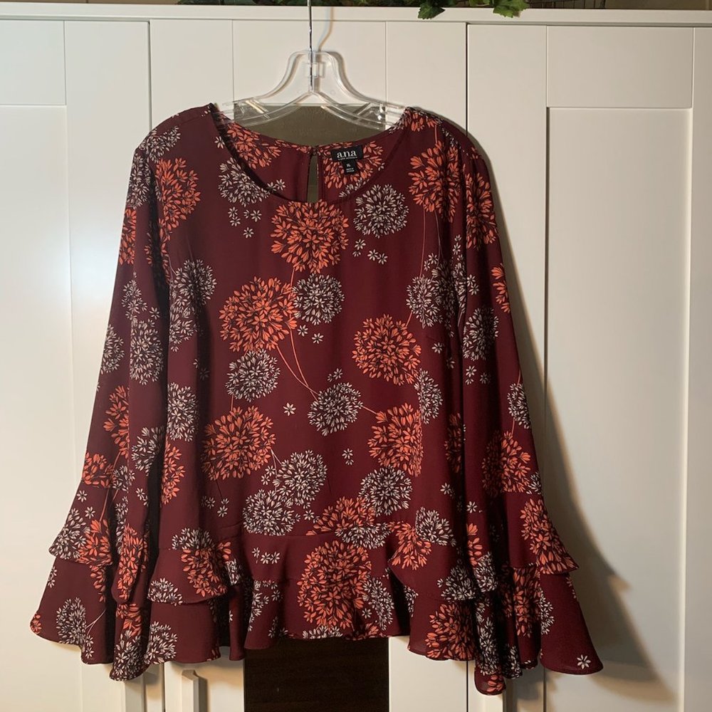 a.n.a Maroon Floral Red Blouse